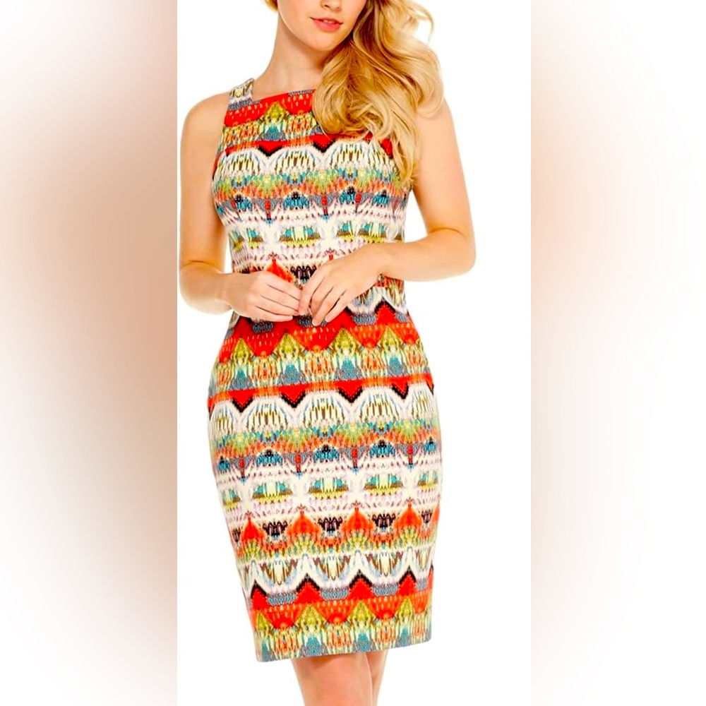 Maggy London Colorful Patterned Sleeveless Dress